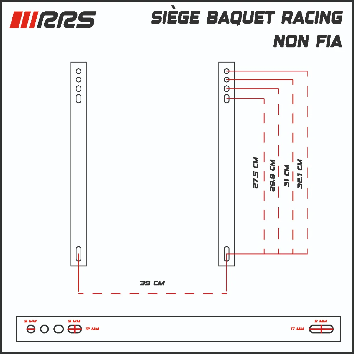 RRS Racing Bucket Seat With Slider Black Non-FIA - Image 5